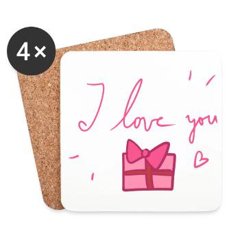 Gift Pink I Love You Christmas Heart - Coasters (set of 4) - white - Front