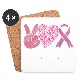 Sensibilisation au cancer du sein - sensibilisation- - Dessous de verre (lot de 4) - blanc - Devant