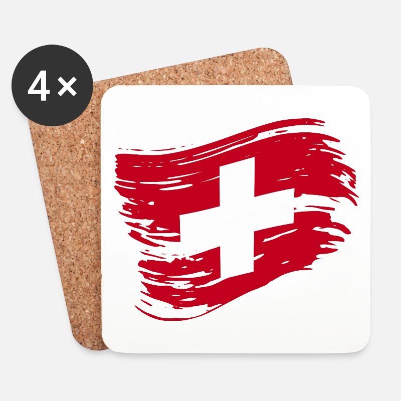 Schweiz Switerland Schweizer Flagge - Untersetzer (4er-Set) - Weiß