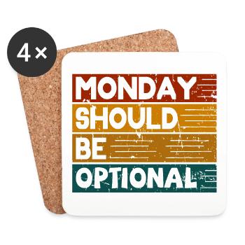 Monday should be optional Vintage colorful - Coasters (set of 4) - white - Front