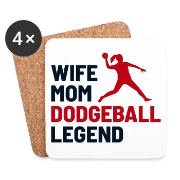 Joueur de ballon chasseur Maman Femme Légende Drôle - Dessous de verre (lot de 4) - blanc - Devant