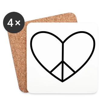 Paix dans le cœur - Dessous de verre (lot de 4) - blanc - Devant