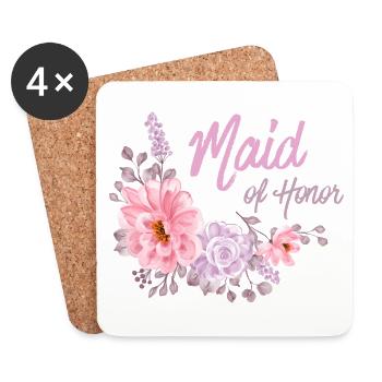 Flower Brautjungfer Maid of Honor - Untersetzer (4er-Set) - Weiß - Vorne