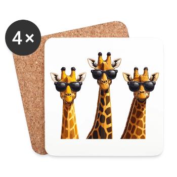 Lustige Giraffen gezeichnete Giraffe Geschenk - Untersetzer (4er-Set) - Weiß - Vorne