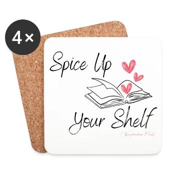 Spice Up Your Shelf (black text) - Coasters (set of 4) - white - Front