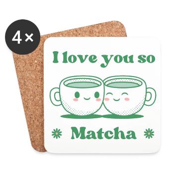 Je t’aime tellement Matcha - Dessous de verre (lot de 4) - blanc - Devant