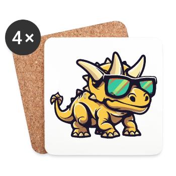 Dinosaurier triceratops Cool Comic - Untersetzer (4er-Set) - Weiß - Vorne