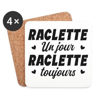 Raclette un jour raclette toujours manger fromage - Dessous de verre (lot de 4) - blanc - Devant