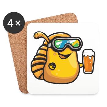 Schnecke Apres Ski Bier Comic - Untersetzer (4er-Set) - Weiß - Vorne