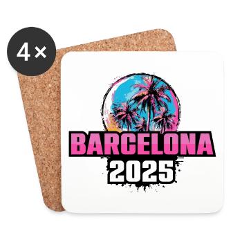 Palmiers de Barcelone 2025 - Dessous de verre (lot de 4) - blanc - Devant