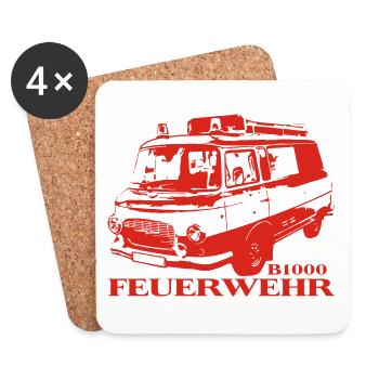 Barkas B1000 Feuerwehr - Untersetzer (4er-Set) - Weiß - Vorne