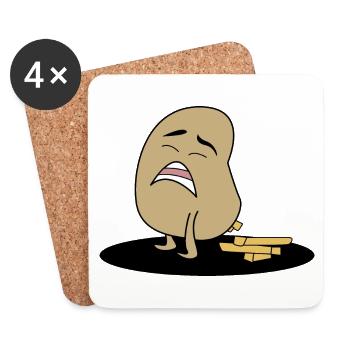 Caca de pommes de terre frites - Dessous de verre (lot de 4) - blanc - Devant