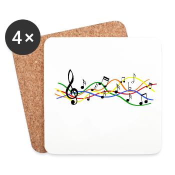 Musical sheet music notes pattern. Music - Coasters (set of 4) - white - Front