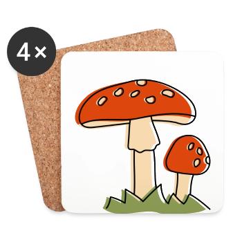 Fly agaric Mushrooms Mushroom - Coasters (set of 4) - white - Front