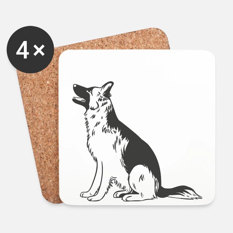 Deutscher Schäferhund - Untersetzer (4er-Set) - Weiß