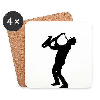 Saxophone Player Jazz Music - Dessous de verre (lot de 4) - blanc - Devant