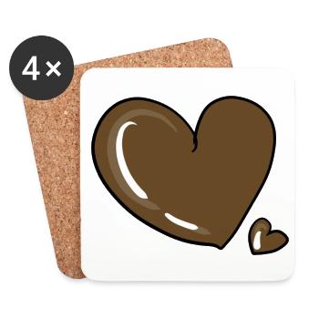 chocolate heart - Coasters (set of 4) - white - Front