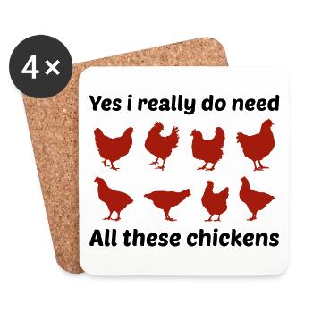 Amateur de poulet Aviateur Agriculteur Ferme Drôle - Dessous de verre (lot de 4) - blanc - Devant