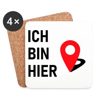 Ich bin hier 📍 - Untersetzer (4er-Set) - Weiß - Vorne
