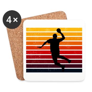 Handball Player Retro Vintage 80s Style Handballeur - Dessous de verre (lot de 4) - blanc - Devant