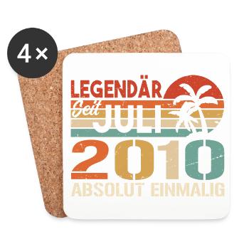 2010 Juli Geboren im Juli 2010 - Untersetzer (4er-Set) - Weiß - Vorne