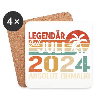 2024 Juli Geboren im Juli 2024 - Untersetzer (4er-Set) - Weiß - Vorne