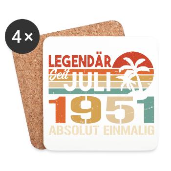 1951 Juli Geboren im Juli 1951 - Untersetzer (4er-Set) - Weiß - Vorne