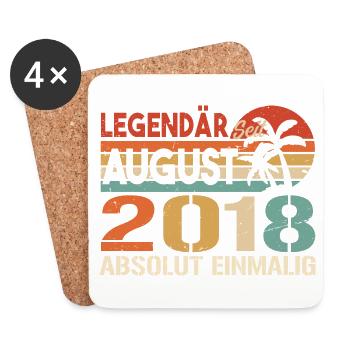 Geboren im August 2018 Funny Birthday Retro - Untersetzer (4er-Set) - Weiß - Vorne
