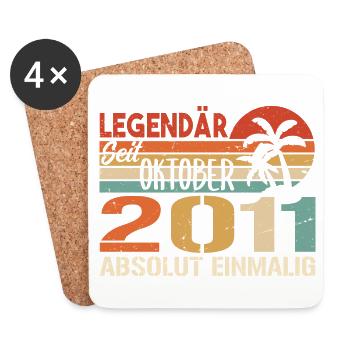 Legenden werden im Oktober 2011 geboren - 2011 - Untersetzer (4er-Set) - Weiß - Vorne