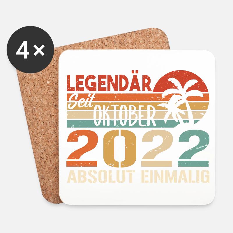 Legenden werden im Oktober 2022 geboren - 2022 - Untersetzer (4er-Set) - Weiß