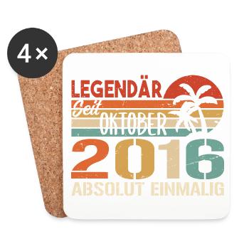 Legenden werden im Oktober 2016 geboren - 2016 - Untersetzer (4er-Set) - Weiß - Vorne