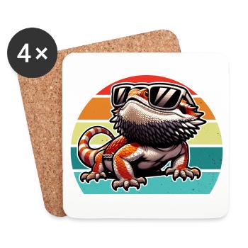 Bearded Dragon Lizard - Coasters (set of 4) - white - Front
