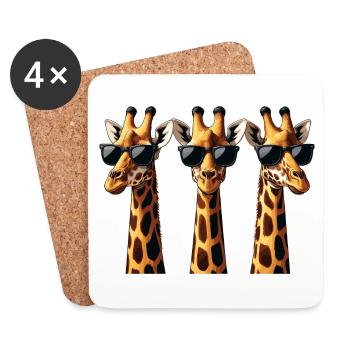 Lustige Giraffen gezeichnete Giraffe Geschenk - Untersetzer (4er-Set) - Weiß - Vorne