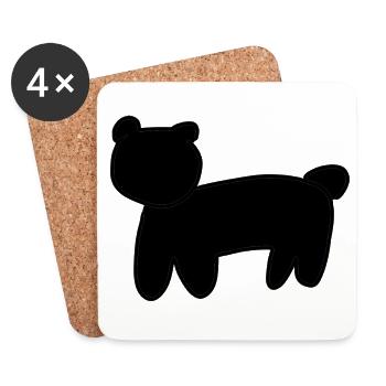 Symbole animal ours marron - Dessous de verre (lot de 4) - blanc - Devant