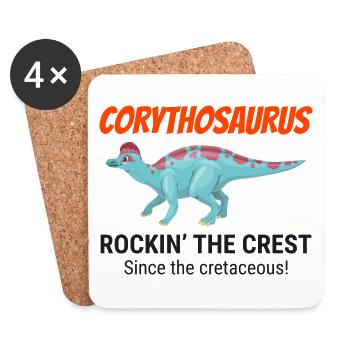 Corythosaurus Dinosaur Dino Paleontologist Fossil - Coasters (set of 4) - white - Front