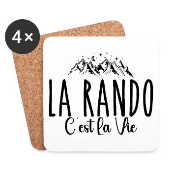 La rando c'est la vie. Humour passion randonnée - Dessous de verre (lot de 4) - blanc - Devant
