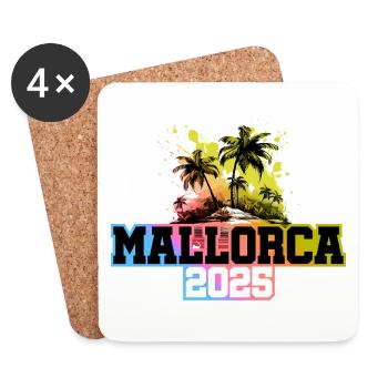 Mallorca 2025 Palmen Bunt - Untersetzer (4er-Set) - Weiß - Vorne