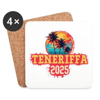Teneriffa 2025 Palmen - Untersetzer (4er-Set) - Weiß - Vorne