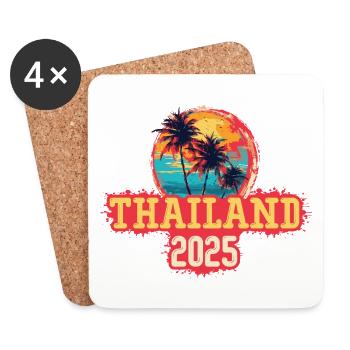 Thailand 2025 Palmen - Untersetzer (4er-Set) - Weiß - Vorne