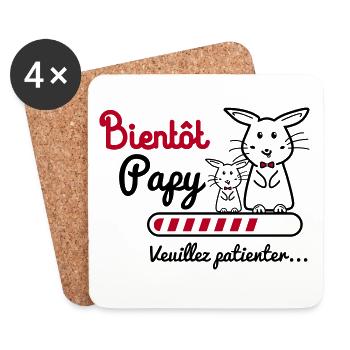 Bientôt Papy Lapin, futur papy, bientôt papy - Dessous de verre (lot de 4) - blanc - Devant