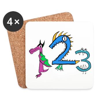 In die erste Klasse mit den coolen Monster Zahlen! - Untersetzer (4er-Set) - Weiß - Vorne