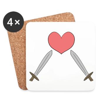 sword heart - Coasters (set of 4) - white - Front
