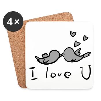 I love you birds couple animals - Coasters (set of 4) - white - Front