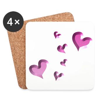 pink heart pattern glitter - Coasters (set of 4) - white - Front