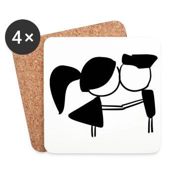 Couple Symbol Dear Man Woman - Coasters (set of 4) - white - Front