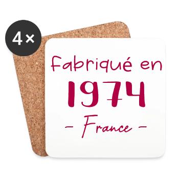 fabriqué In France 1974 - Dessous de verre (lot de 4) - blanc - Devant