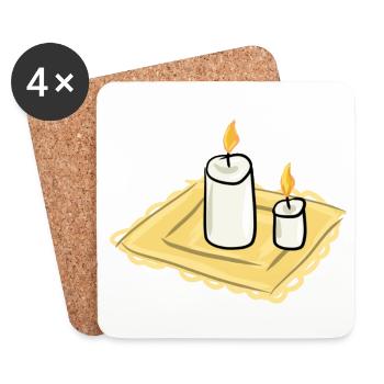 bougies symbole feu lumineux - Dessous de verre (lot de 4) - blanc - Devant