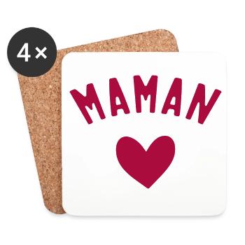 Super Maman d'Amour - Dessous de verre (lot de 4) - blanc - Devant