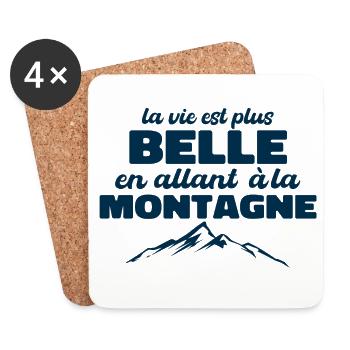 La Vie Est Plus Belle En Allant à La Montagne - Dessous de verre (lot de 4) - blanc - Devant