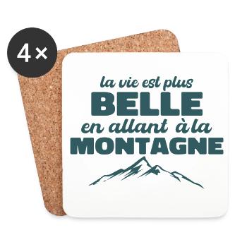 La Vie Est Plus Belle En Allant à La Montagne - Dessous de verre (lot de 4) - blanc - Devant